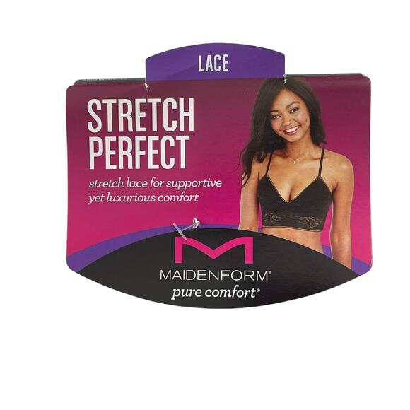 Maidenform Size XL Pure Comfort Strecth Lace Wireless Demi Bralette Racerback - Picture 10 of 13